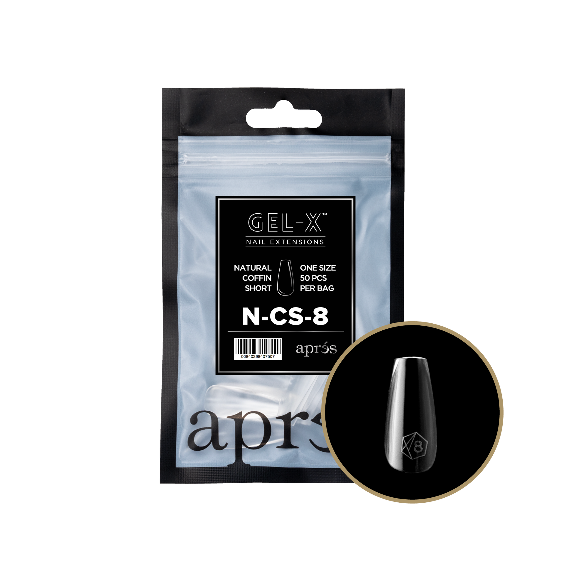 APRES TIPS BAG - 8 - NATURAL COFFIN SHORT