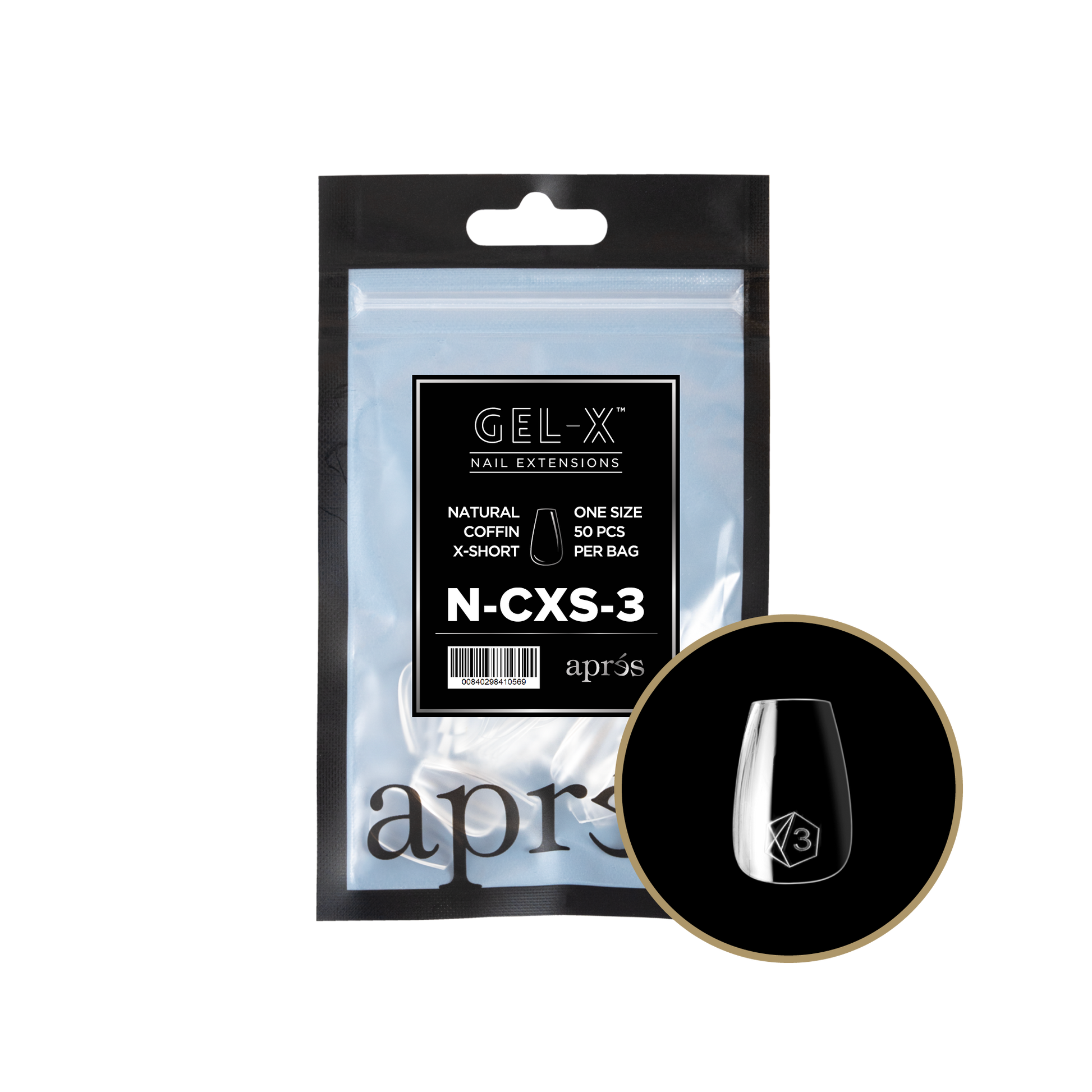 APRES TIPS BAG - 3 - NATURAL COFFIN EXTRA SHORT