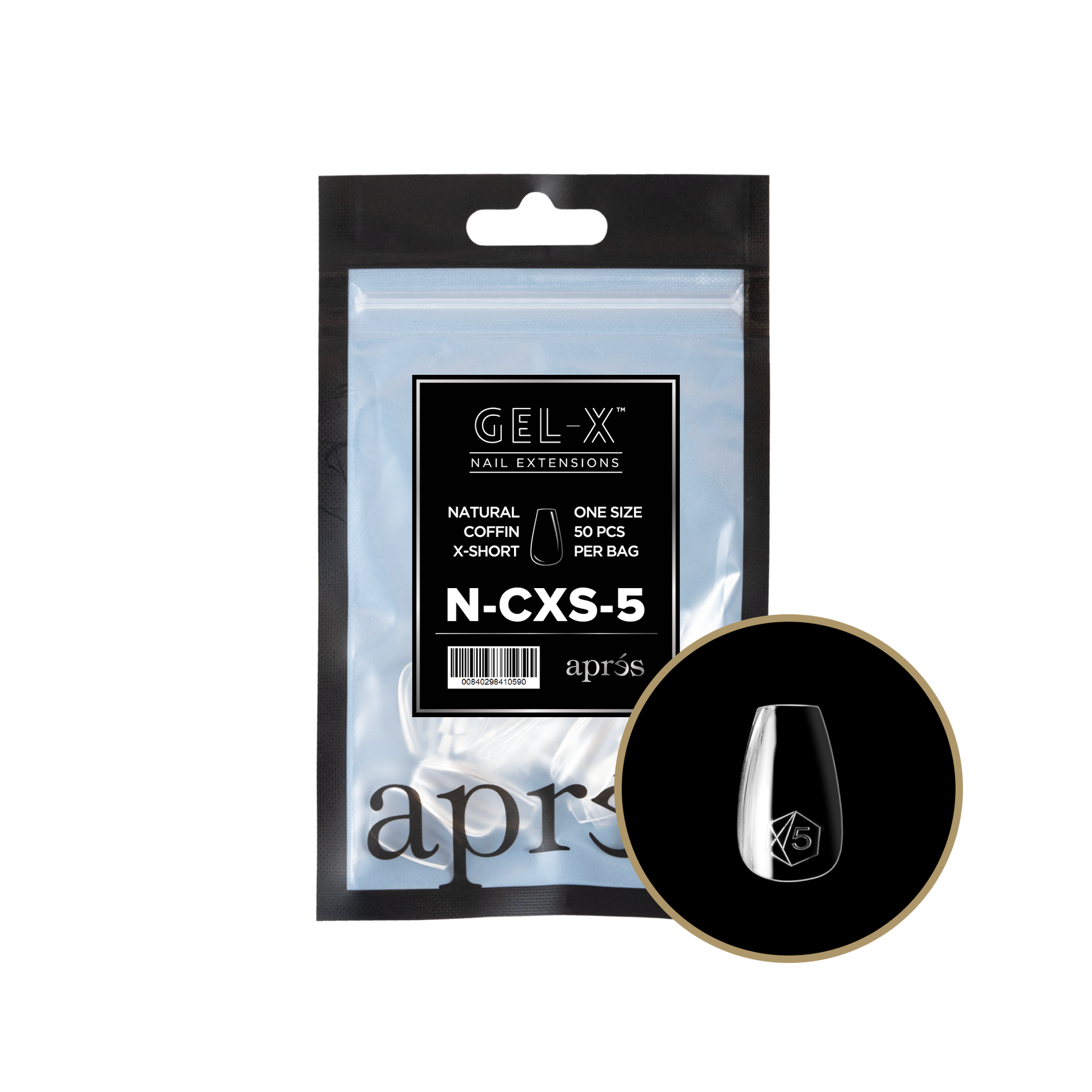 APRES TIPS BAG - 5 - NATURAL COFFIN EXTRA SHORT