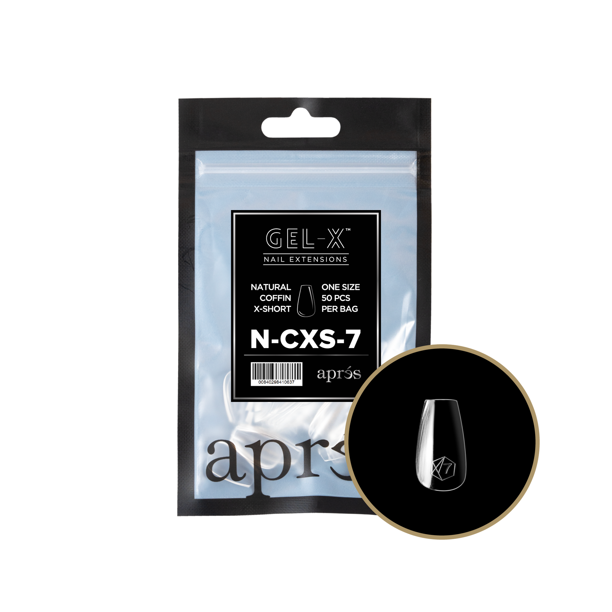 APRES TIPS BAG - 7 - NATURAL COFFIN EXTRA SHORT