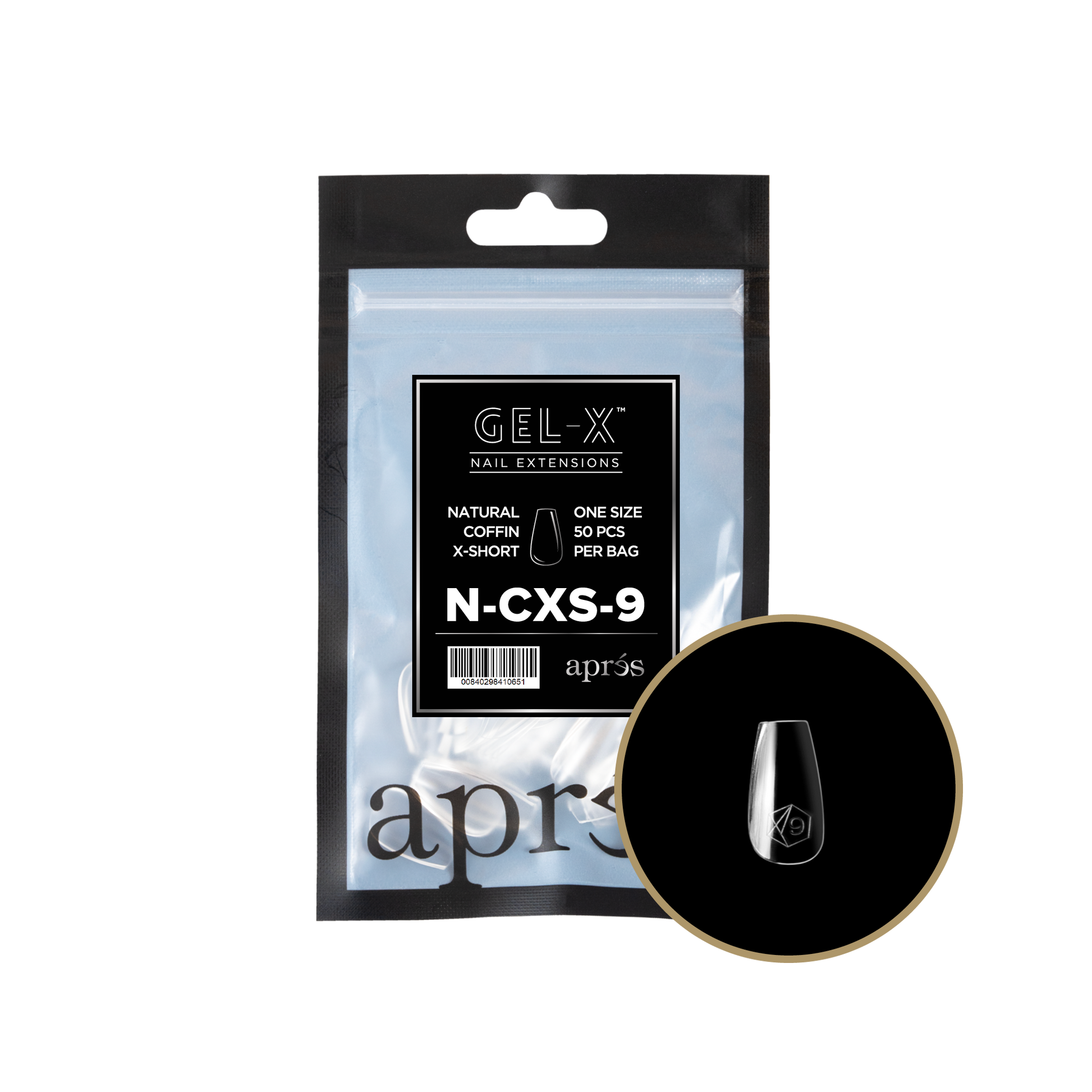 APRES TIPS BAG - 9 - NATURAL COFFIN EXTRA SHORT