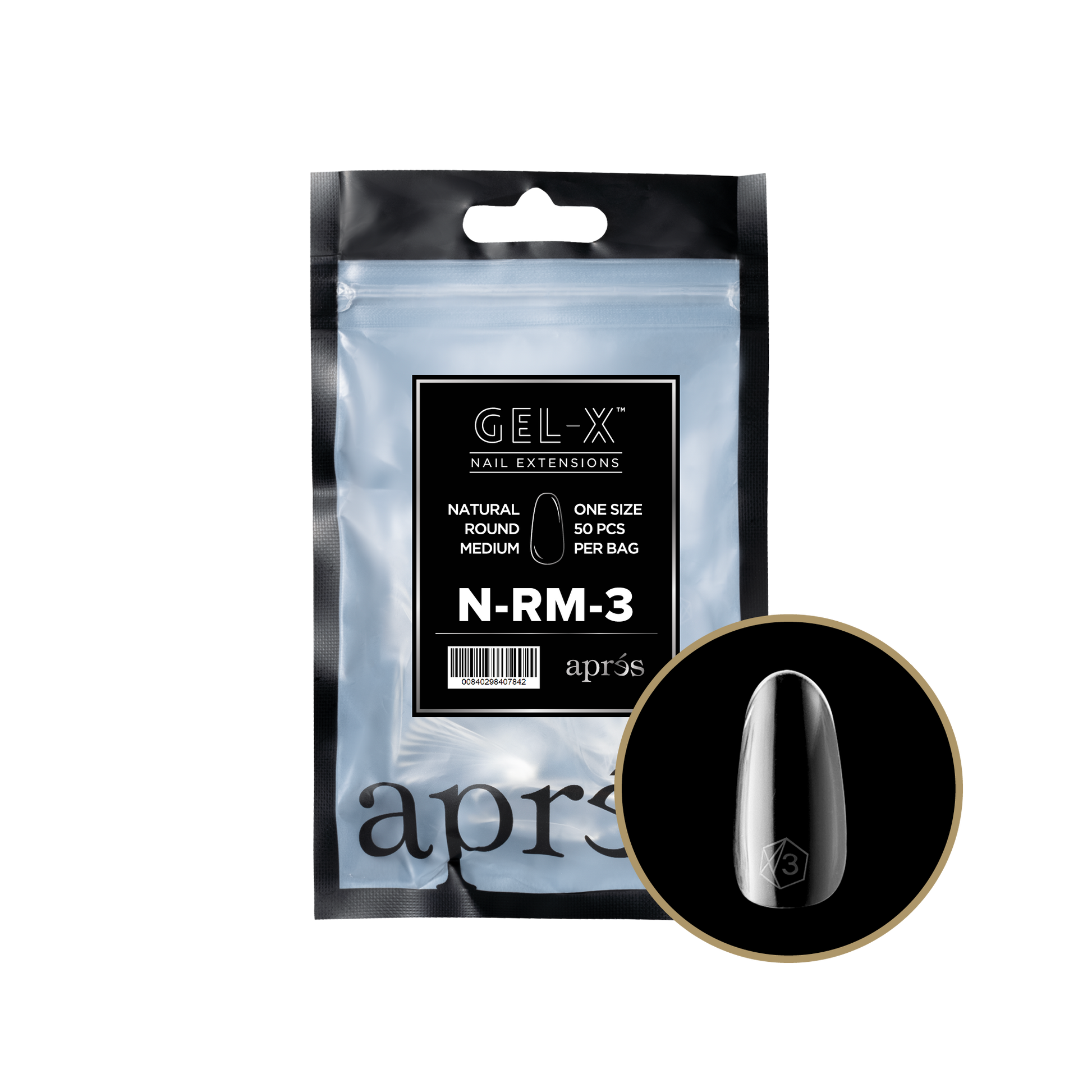 APRES TIP BAG - 3 - NATURAL ROUND MEDIUM - Secret Nail & Beauty Supply