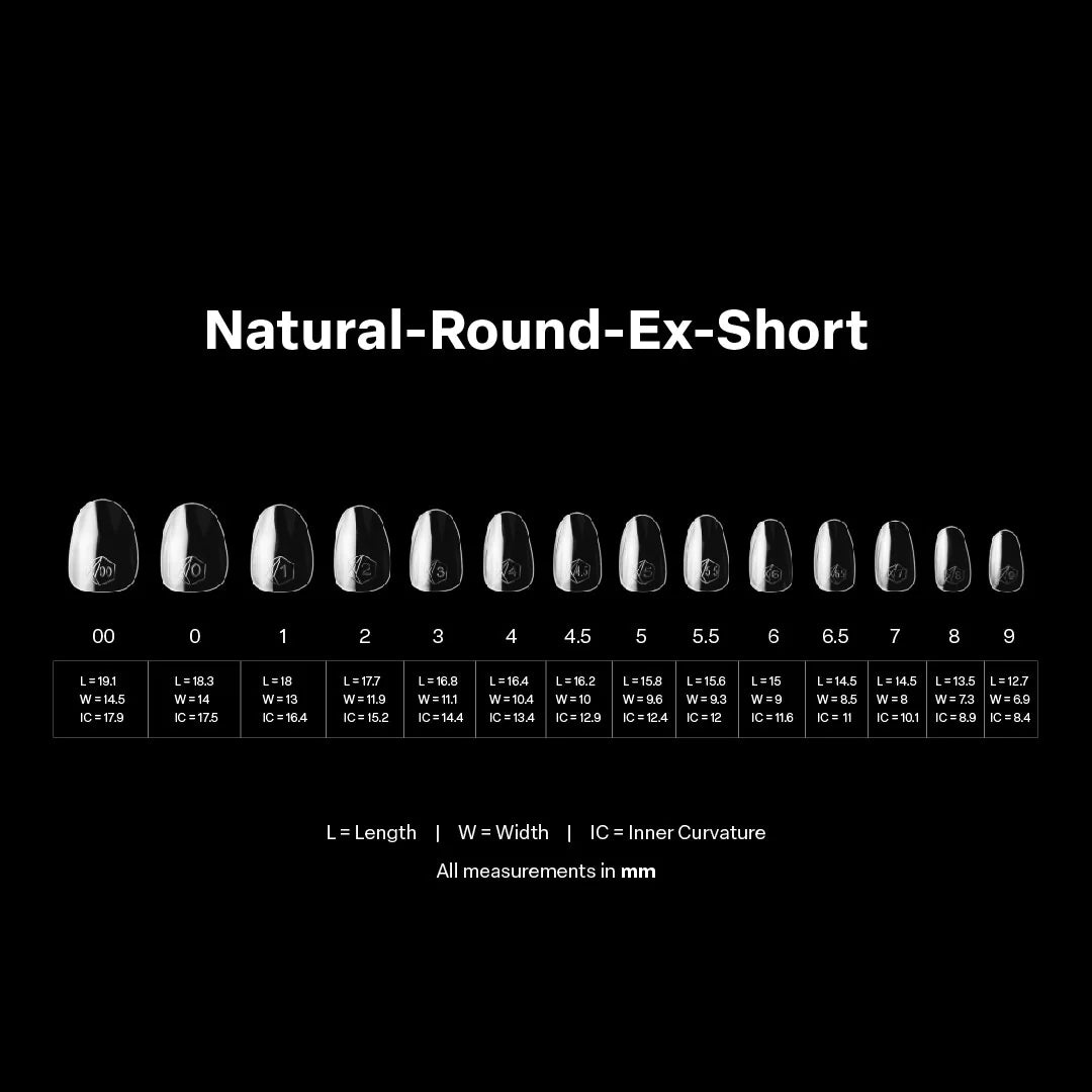 APRES GEL-X NATURAL ROUND EXTRA SHORT TIPS - 600 PCS / 14 SIZES