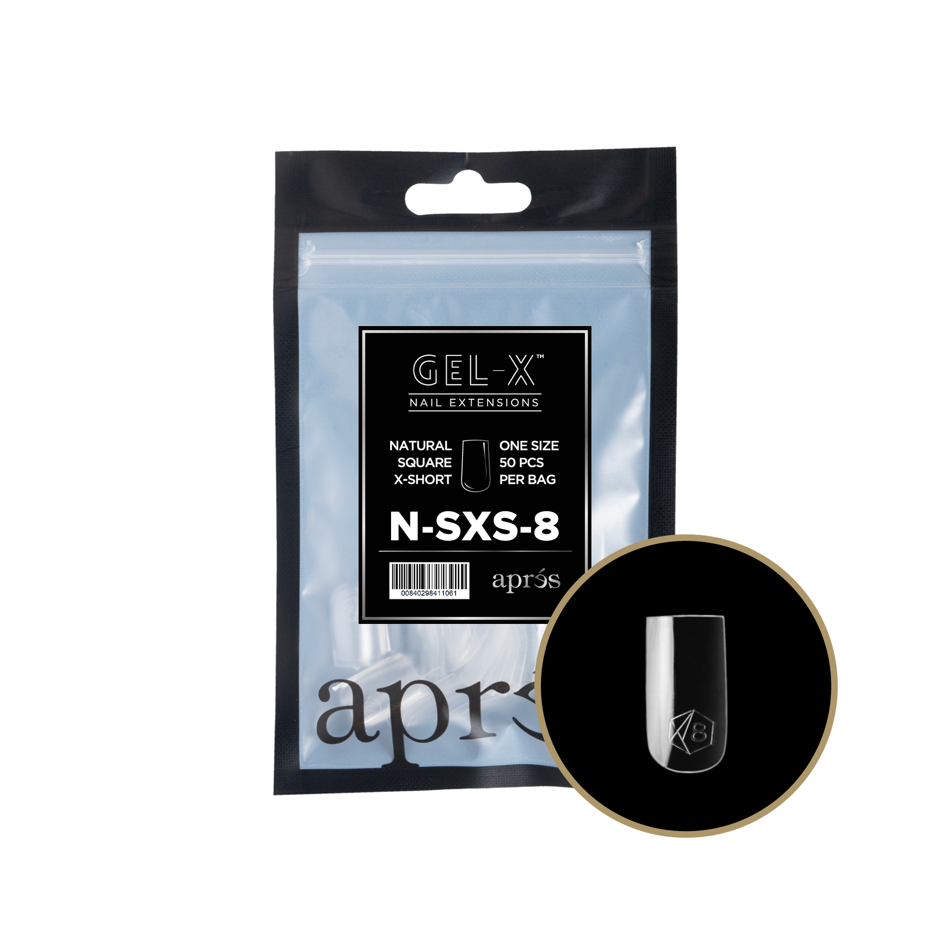 APRES TIP BAG - 8 - NATURAL SQUARE EXTRA SHORT