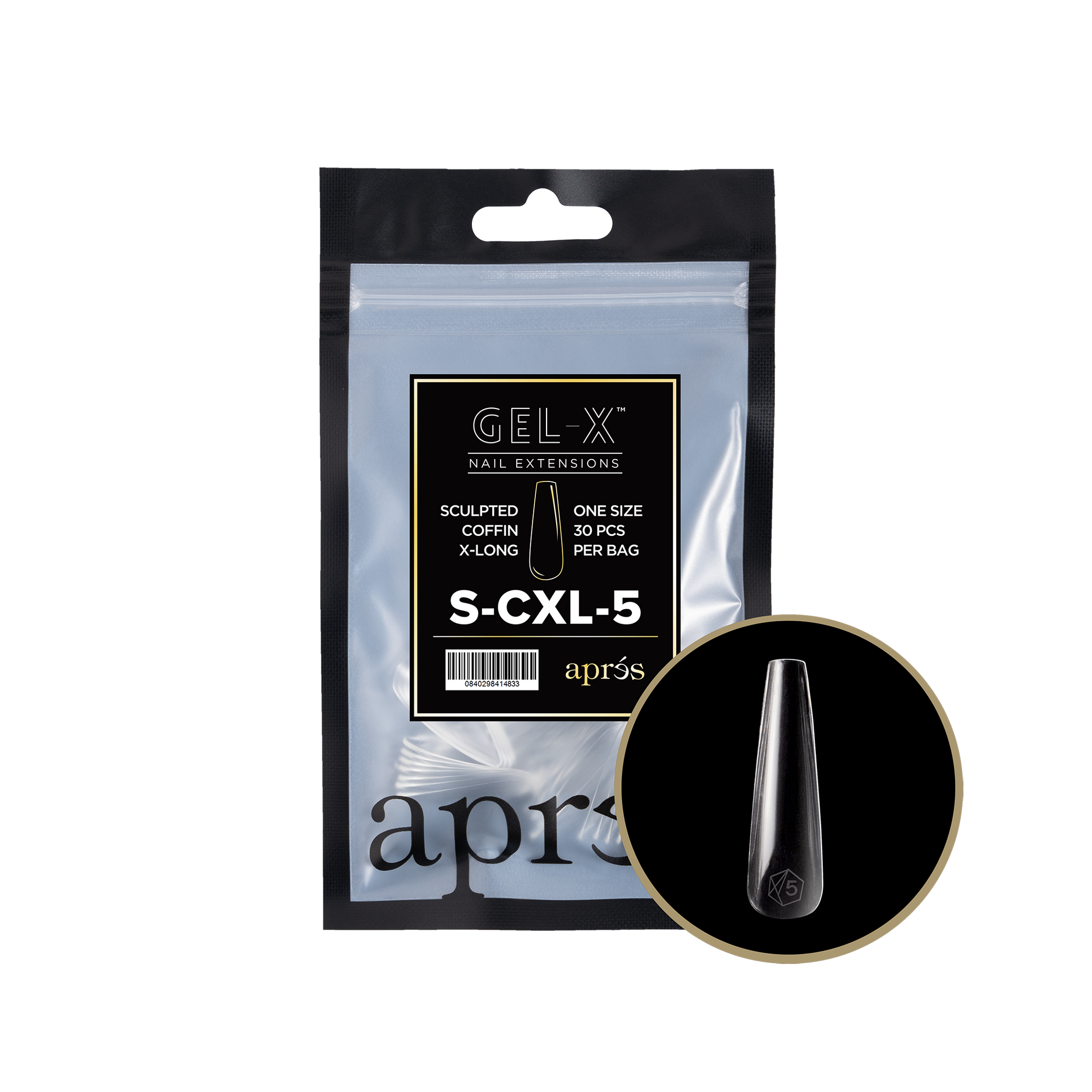 APRES TIPS BAG - 5 - SCULPTED COFFIN EXTRA LONG