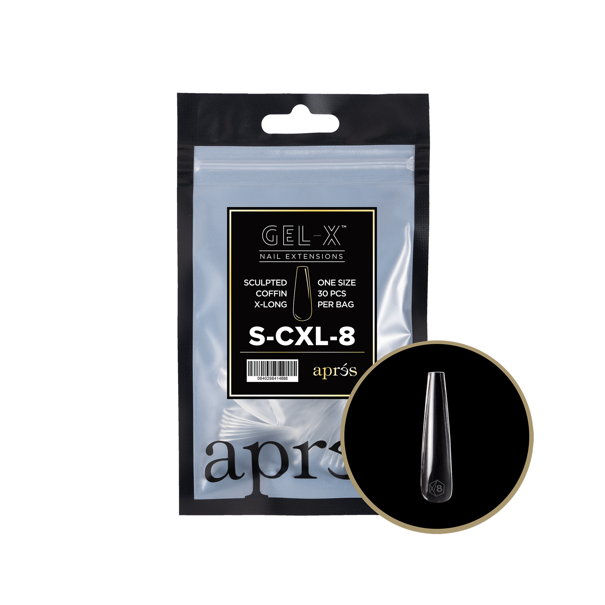 APRES TIPS BAG - 8 - SCULPTED COFFIN EXTRA LONG