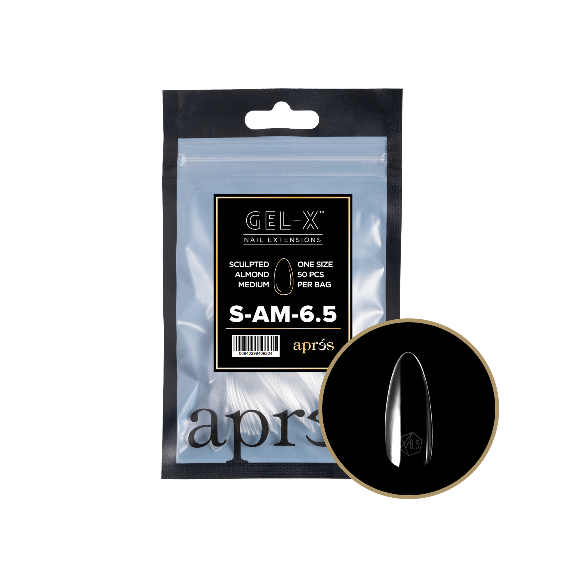 APRES TIP BAG - 6.5 - SCULPTED ALMOND MEDIUM - Secret Nail & Beauty Supply