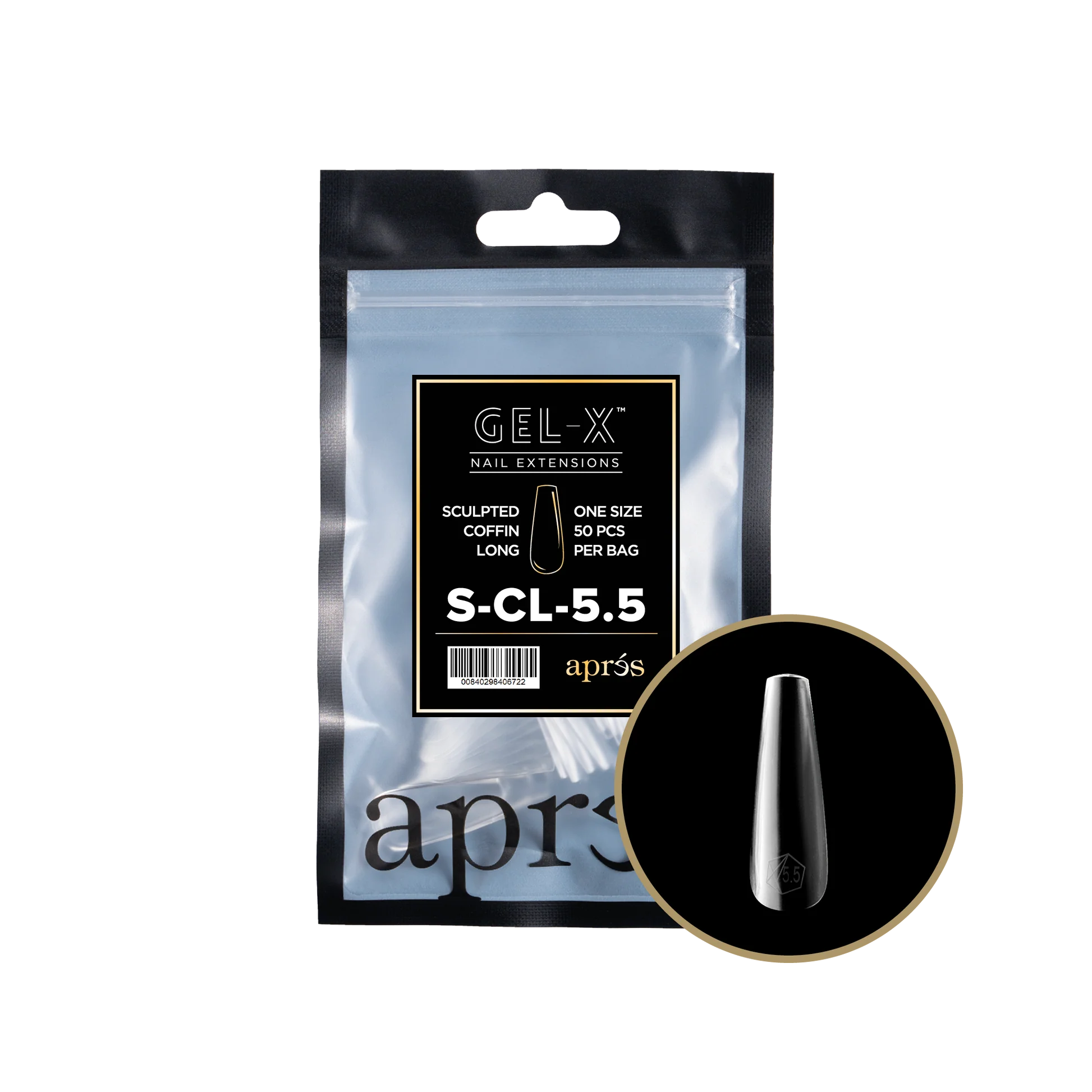 APRES TIPS BAG - 5.5 - SCULPTED COFFIN LONG