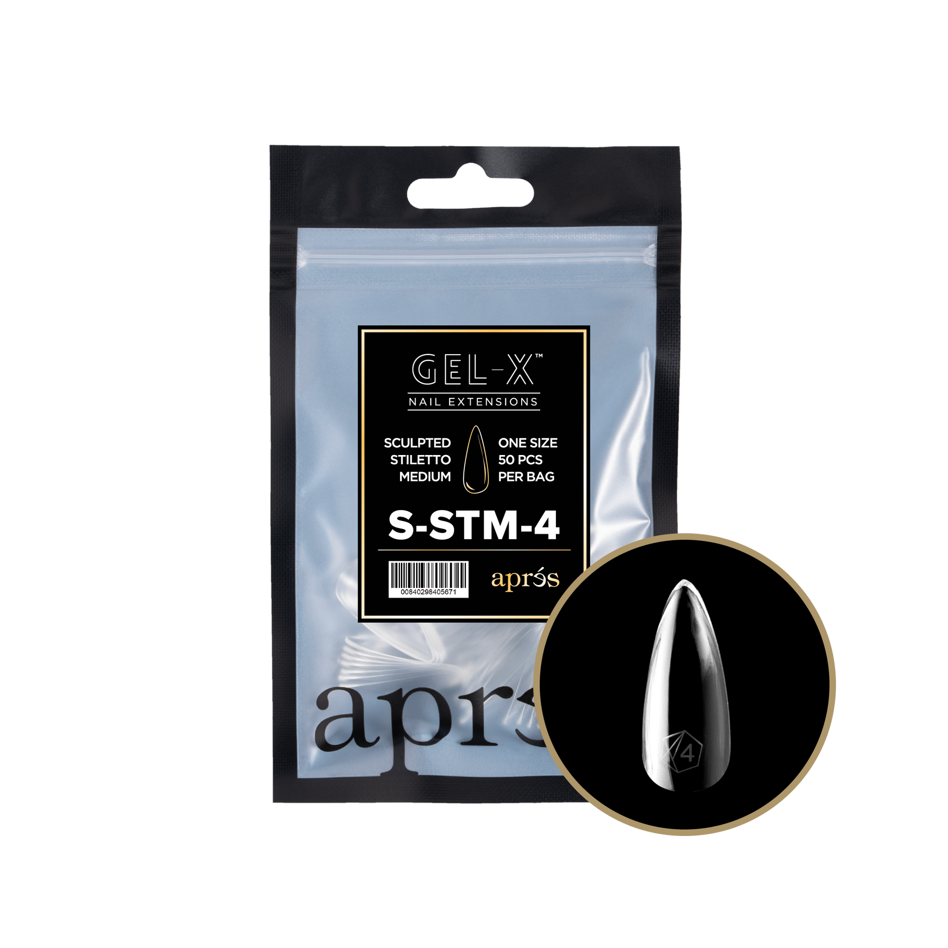 APRES TIP BAG - 4 - SCULPTED STILETTO MEDIUM - Secret Nail & Beauty Supply