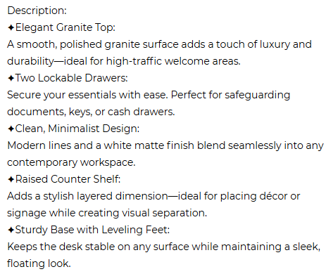 CR-R007 - RECEPTION DESK