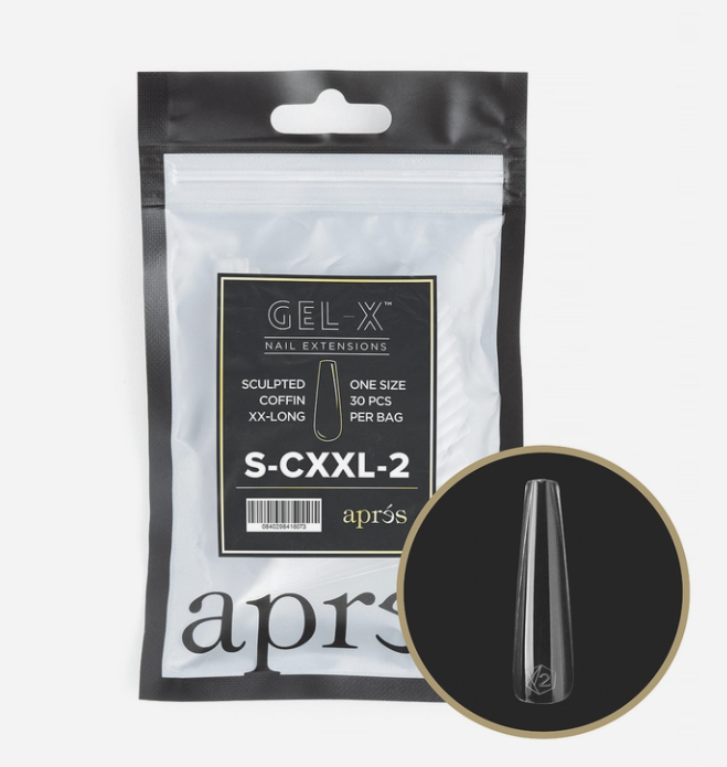 APRES TIP BAG - 2 - SCULPTED COFFIN EXTRA EXTRA LONG - Secret Nail & Beauty Supply