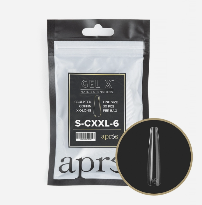 APRES TIP BAG - 6 - SCULPTED COFFIN EXTRA EXTRA LONG - Secret Nail & Beauty Supply