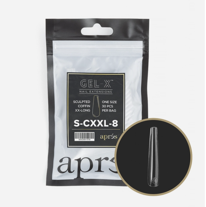 APRES TIP BAG - 8 - SCULPTED COFFIN EXTRA EXTRA LONG - Secret Nail & Beauty Supply