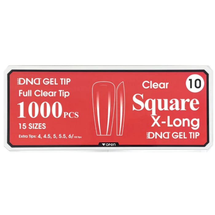 DND GEL TIP - SQUARE X-LONG CLEAR - 1000 PCS