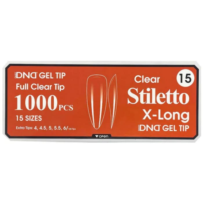 DND GEL TIP - STILETTO X-LONG CLEAR - 1000 PCS