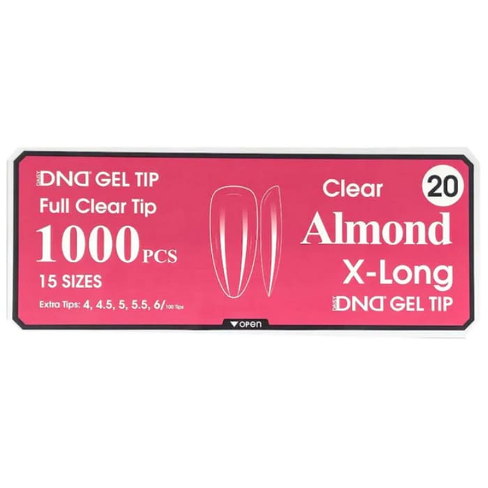 DND GEL TIP - ALMOND X-LONG CLEAR - 1000 PCS