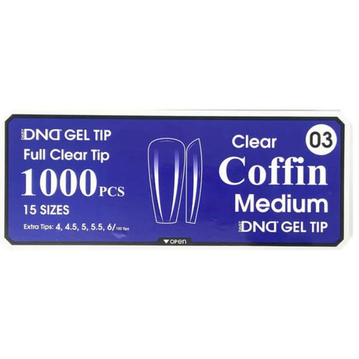 DND GEL TIP - COFFIN MEDIUM CLEAR - 1000 PCS