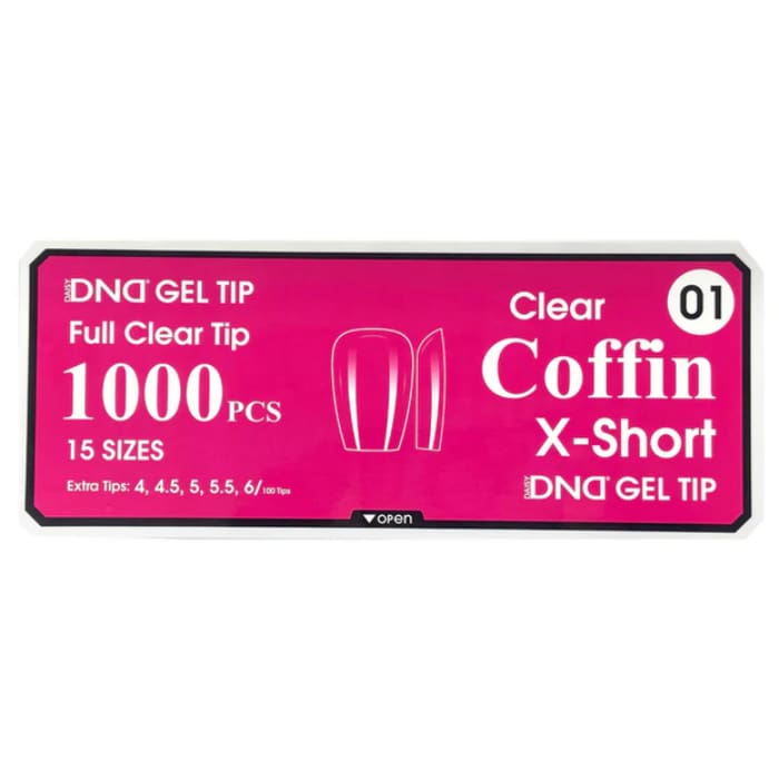 DND GEL TIP - COFFIN X-SHORT CLEAR - 1000 PCS