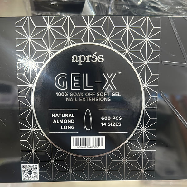 APRES GEL-X NATURAL ALMOND LONG TIP- 600 PCS / 14 SIZES