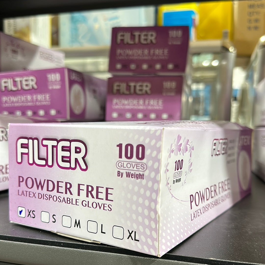 FILTER LATEX GLOVES POWDER FREE
