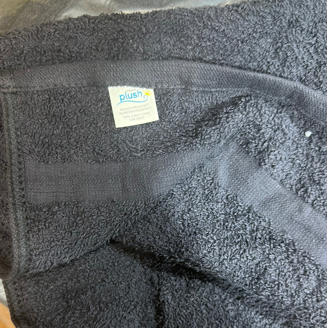 NCI TERRY HAND TOWEL 12/PKG 2.5 LBS- BLEACH RESISTANT-BLACK - 16'X27'