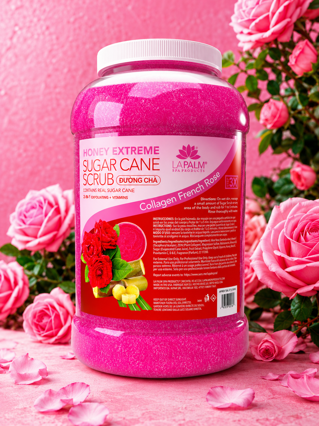 LAPALM HONEY EXTREME SUGAR CANE SCRUB French Rose  -1 GALLON