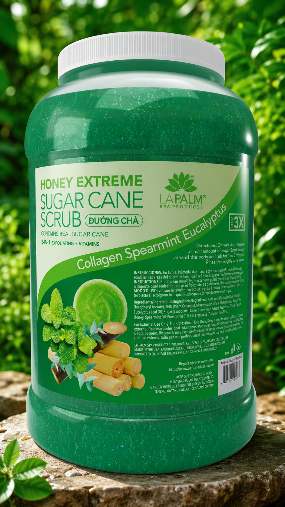 LAPALM HONEY EXTREME SUGAR CANE SCRUB SPEARMINT EUCALYPTUS - 1 GALLON