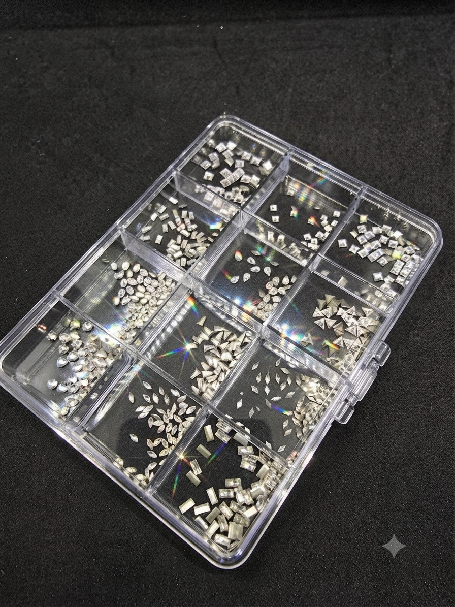 RHINESTONES SQUARE TRAY 12 SHAPES - 600 PCS