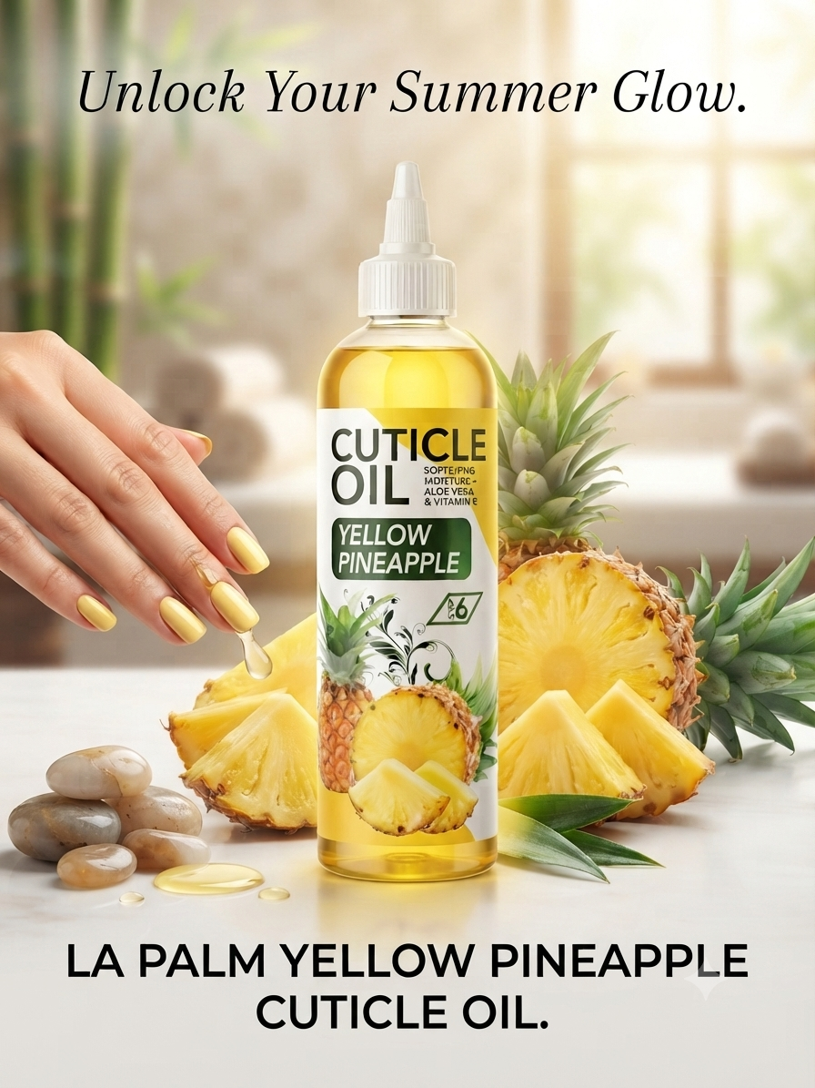 LA PALM ORGANIC CUTICLE OIL 8 OZ - YELLOW PINEAPPLE