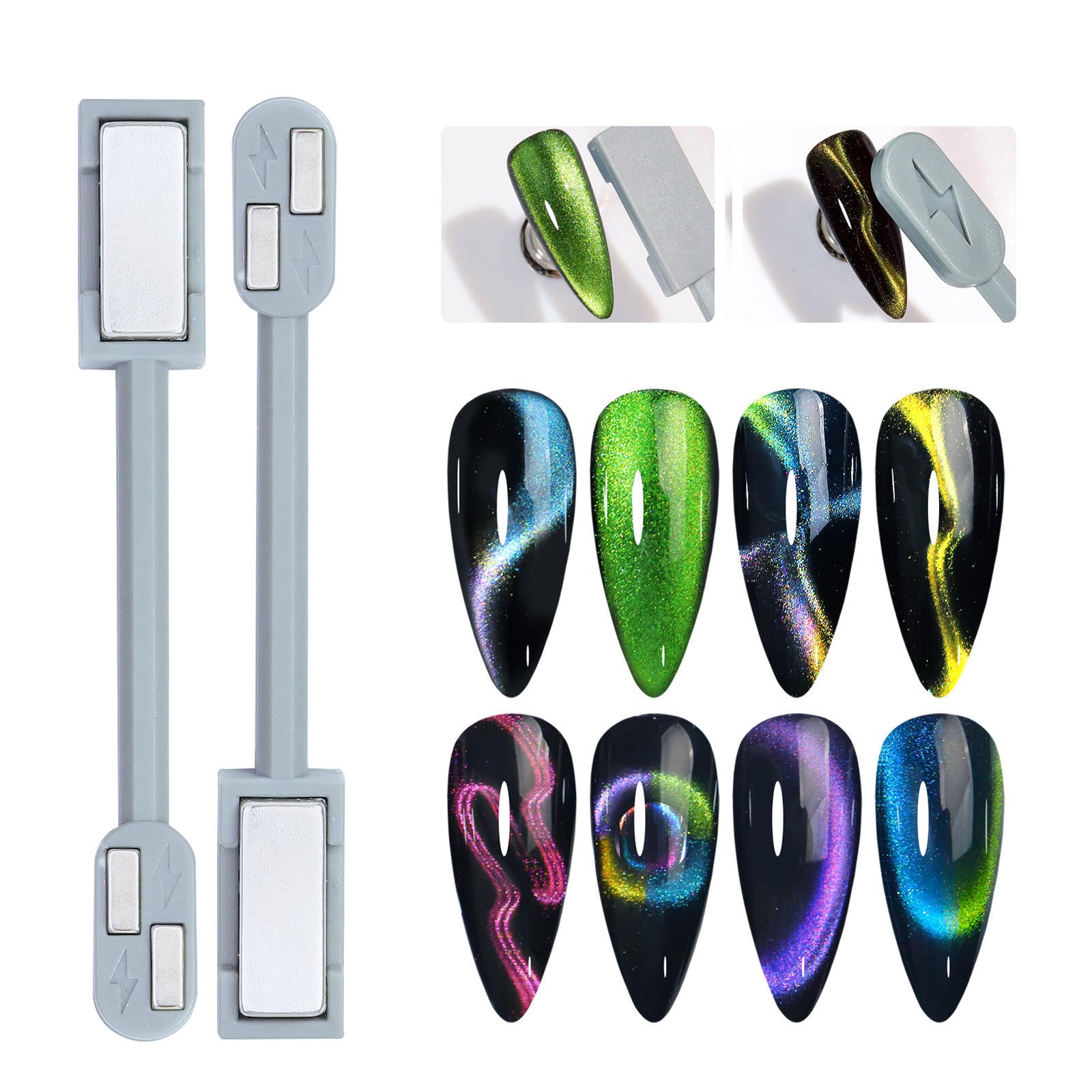 SQUARE & LIGHTNING SHAPE CAT EYE MAGNET