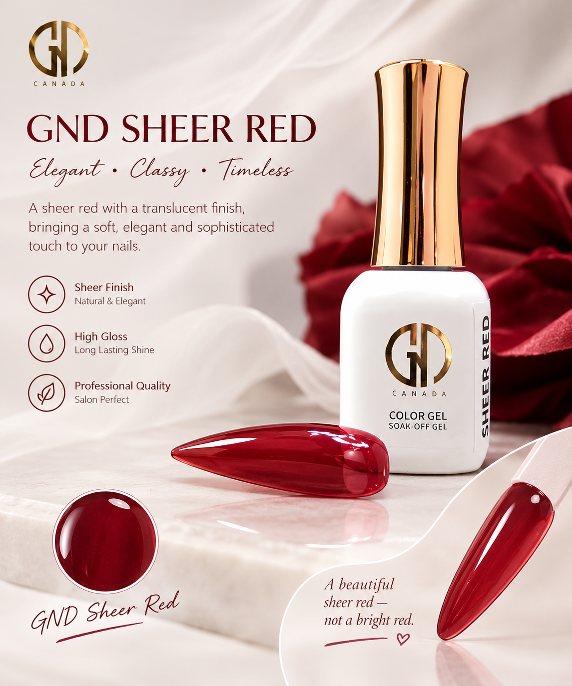 GND SHEER RED Gel polish 15ml
