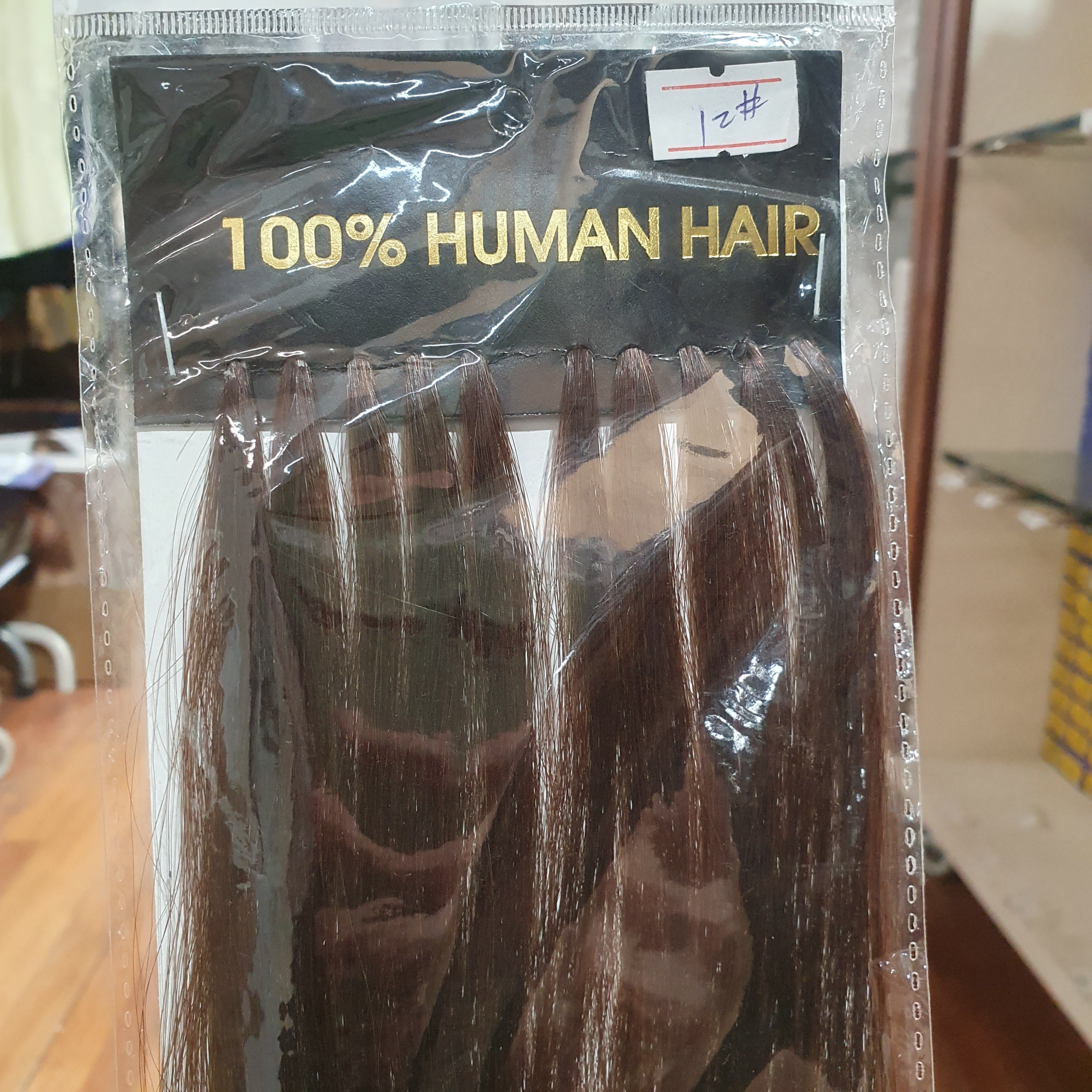 100% HUMAN HAIR EXTENSION 10/PKG