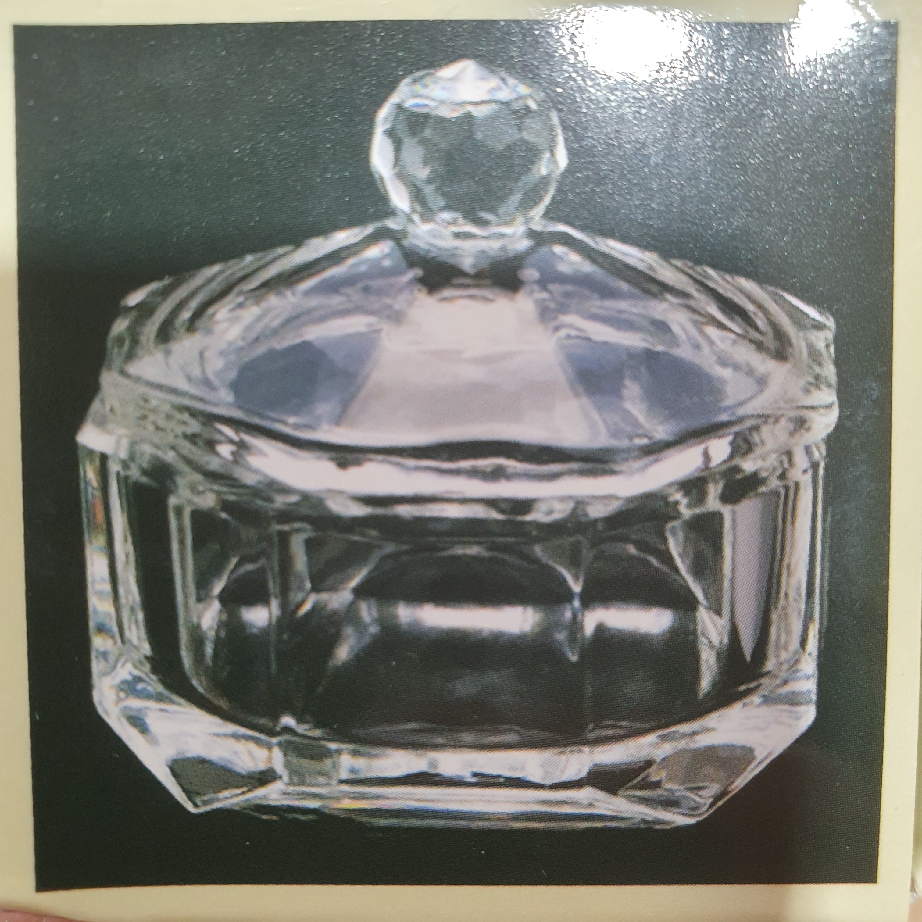 PJ136-01 BERKELEY CRYSTAL POWDER JAR OCTAGON SHAPE - LEAD FREE