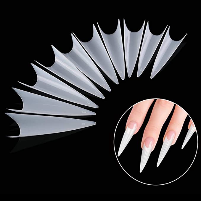 GND STRAIGHT STILLETTO TIP ( ALL SIZES BAG )  NATURAL/CLEAR - Secret Nail & Beauty Supply
