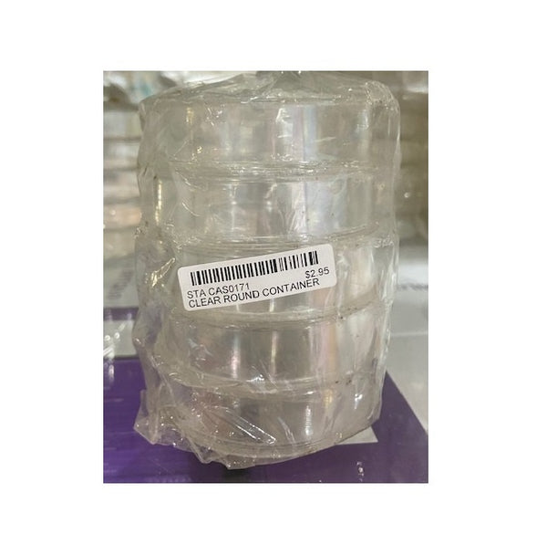 STA CAS0171 CLEAR ROUND CONTAINER 5/PK-LG - Secret Nail & Beauty Supply