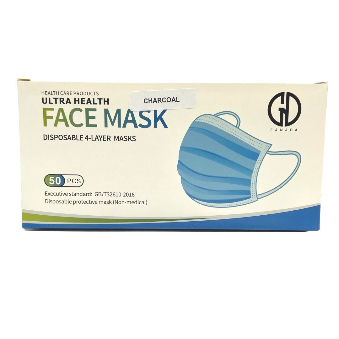 GND ULTRA HEALTH GREY/CHARCOAL FACE MASK 4-LAYER 50/BOX