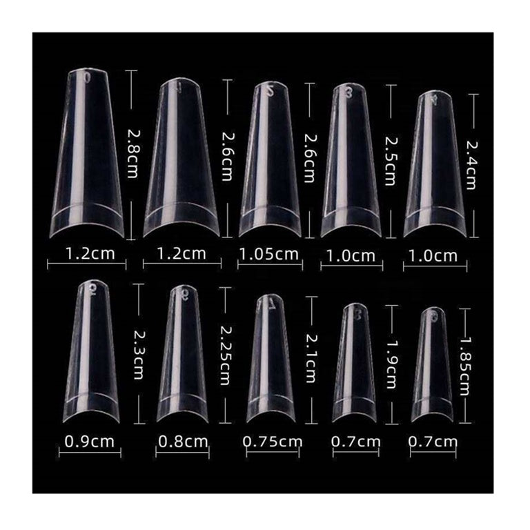 GND STRAIGHT COFFIN TIP ( ALL SIZES BAG )  NATURAL/CLEAR - Secret Nail & Beauty Supply