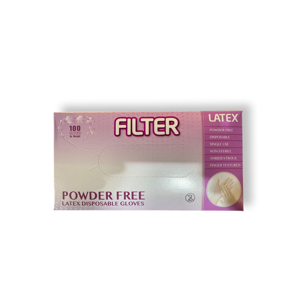 FILTER - POWDER FREE LATEX DISPOSABLE GLOVES SIZE S - Secret Nail & Beauty Supply