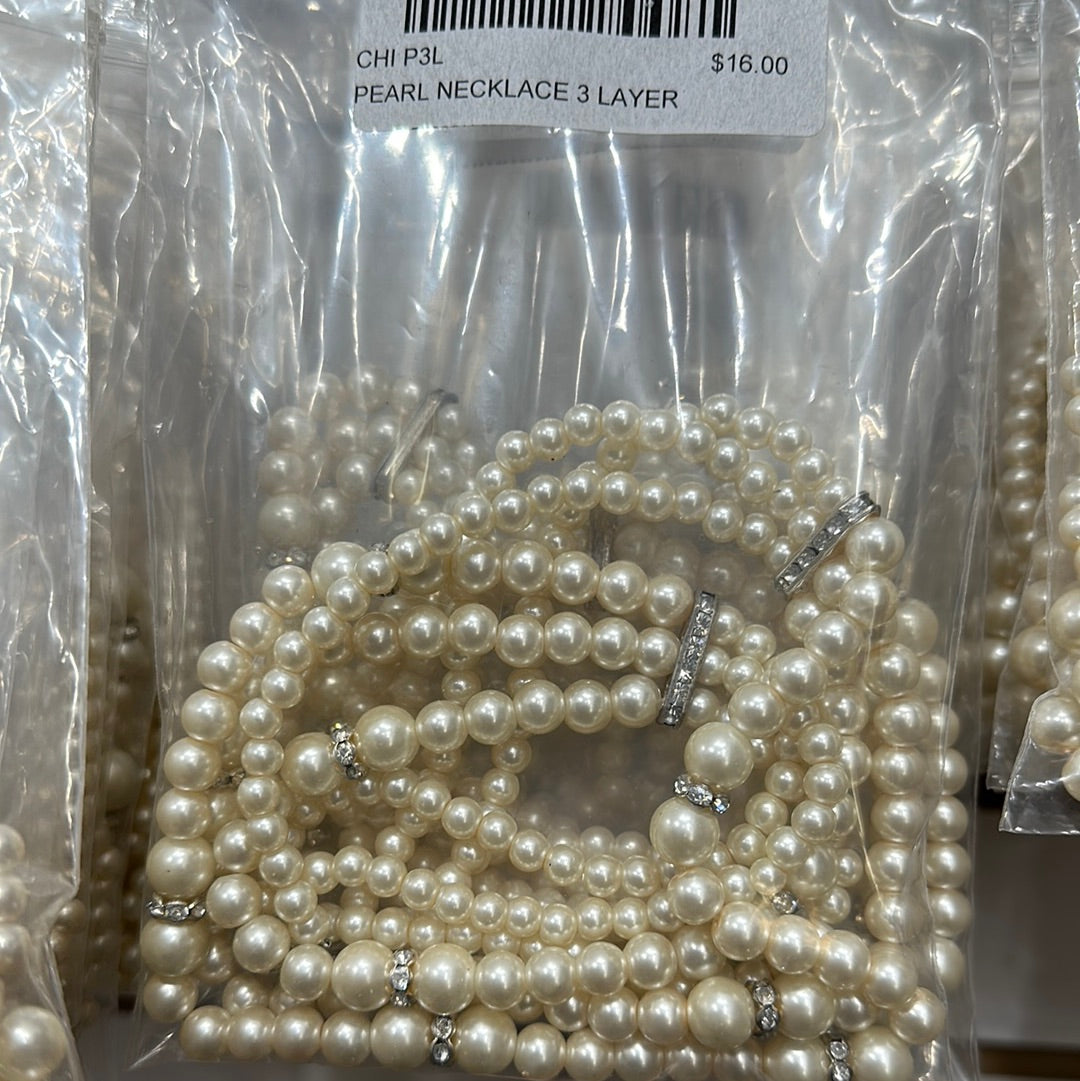 PEARL NECKLACE - 3 LAYER