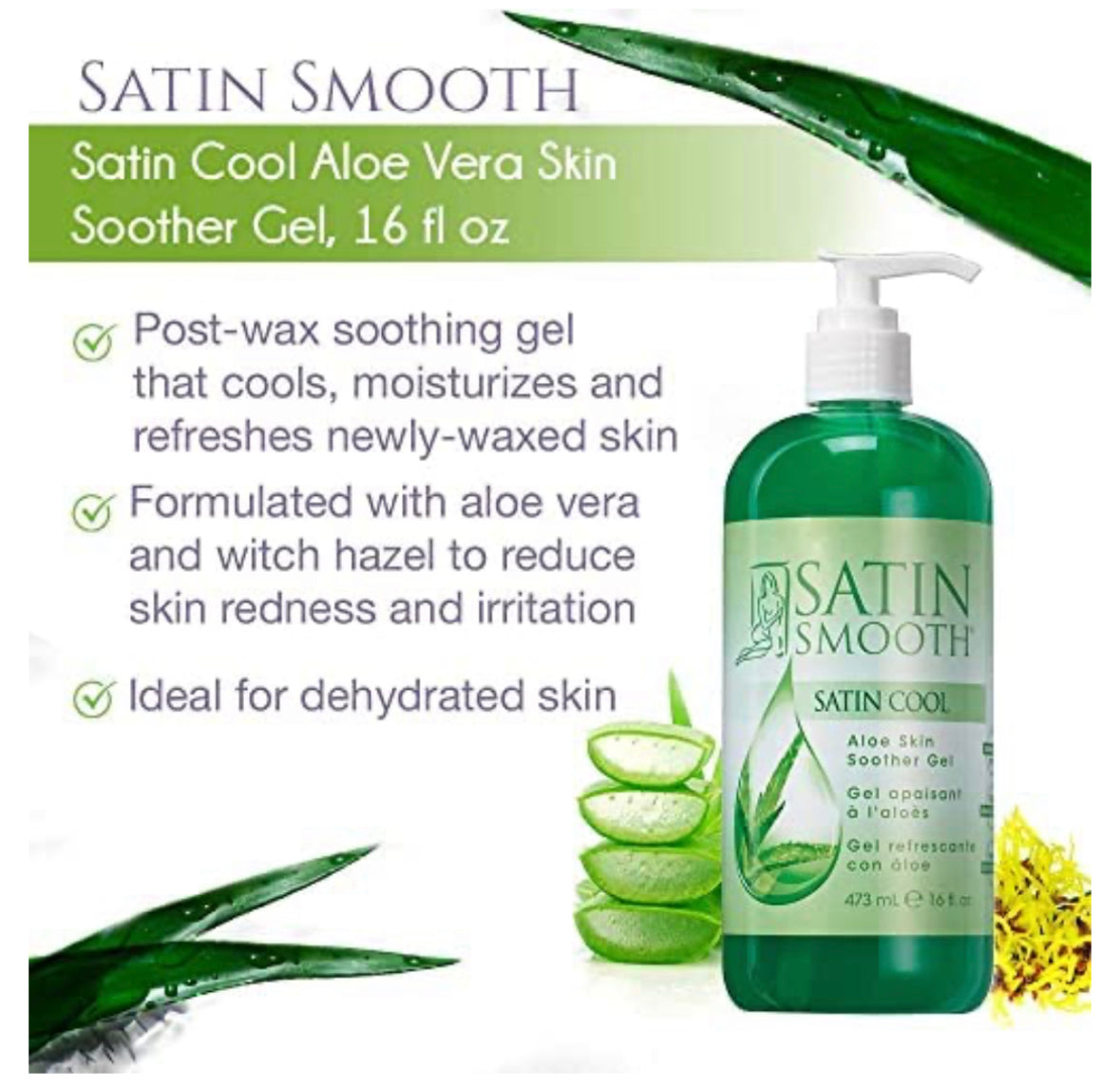 814209 SATIN SMOOTH ALOE SKIN SOOTHER GEL 16 OZ