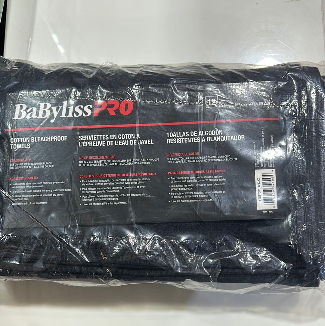 BESTOWELCBKUCC BABYLISS BLEACHPROOF TOWEL 12/BAG-BLACK