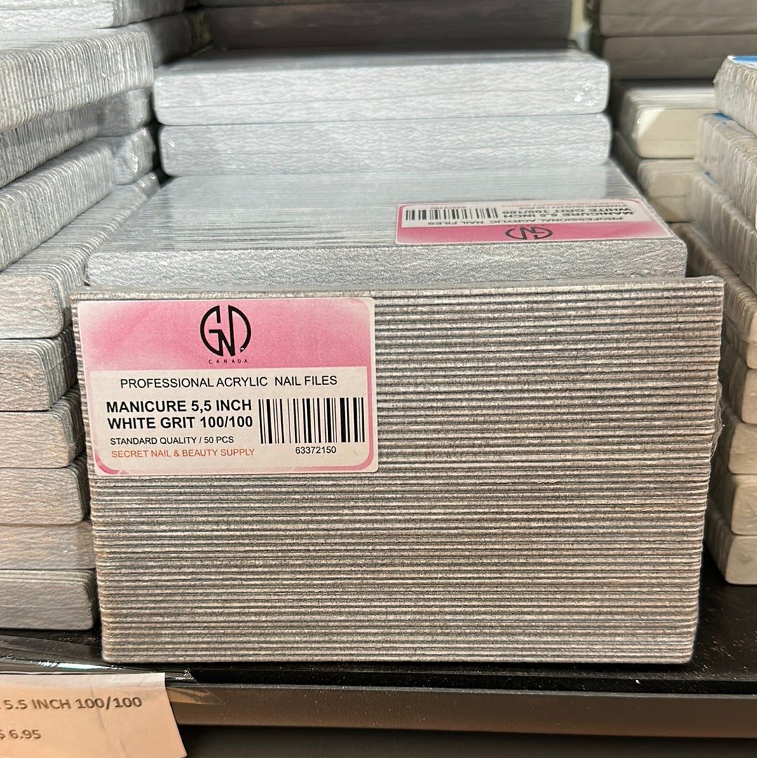 GND MANICURE 5.5 INCH WHITE/ ZEBRA  FILE 100/100