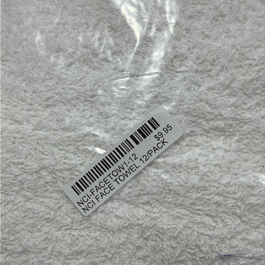 NCI FACE TOWEL 12/PKG - 12 " X 12 "