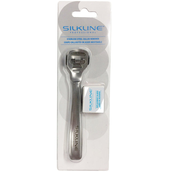 SLCALLSSC SILKLINE STAINLESS STEEL CALLUS REMOVER WITH 10 BLADES - Secret Nail & Beauty Supply